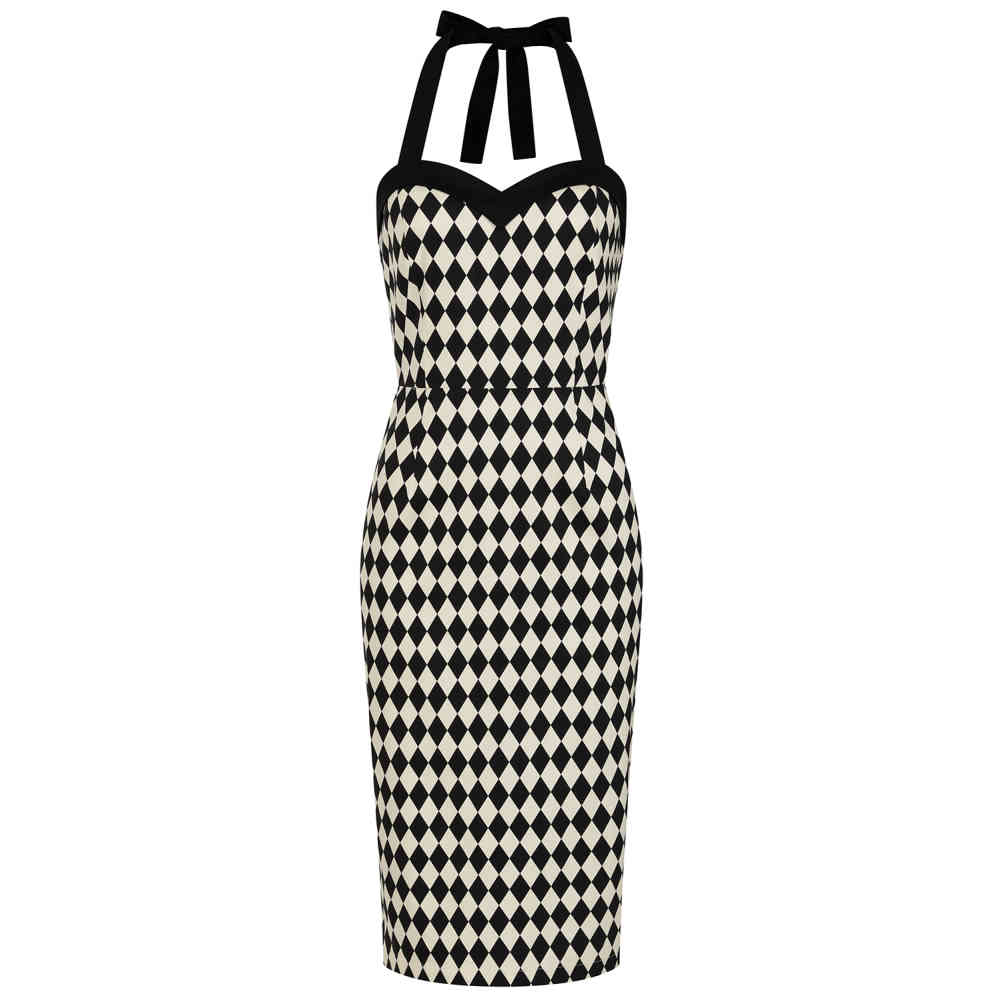 Banned - Rhona Harlequin Bleistift kleid - Schwarz/Weiß